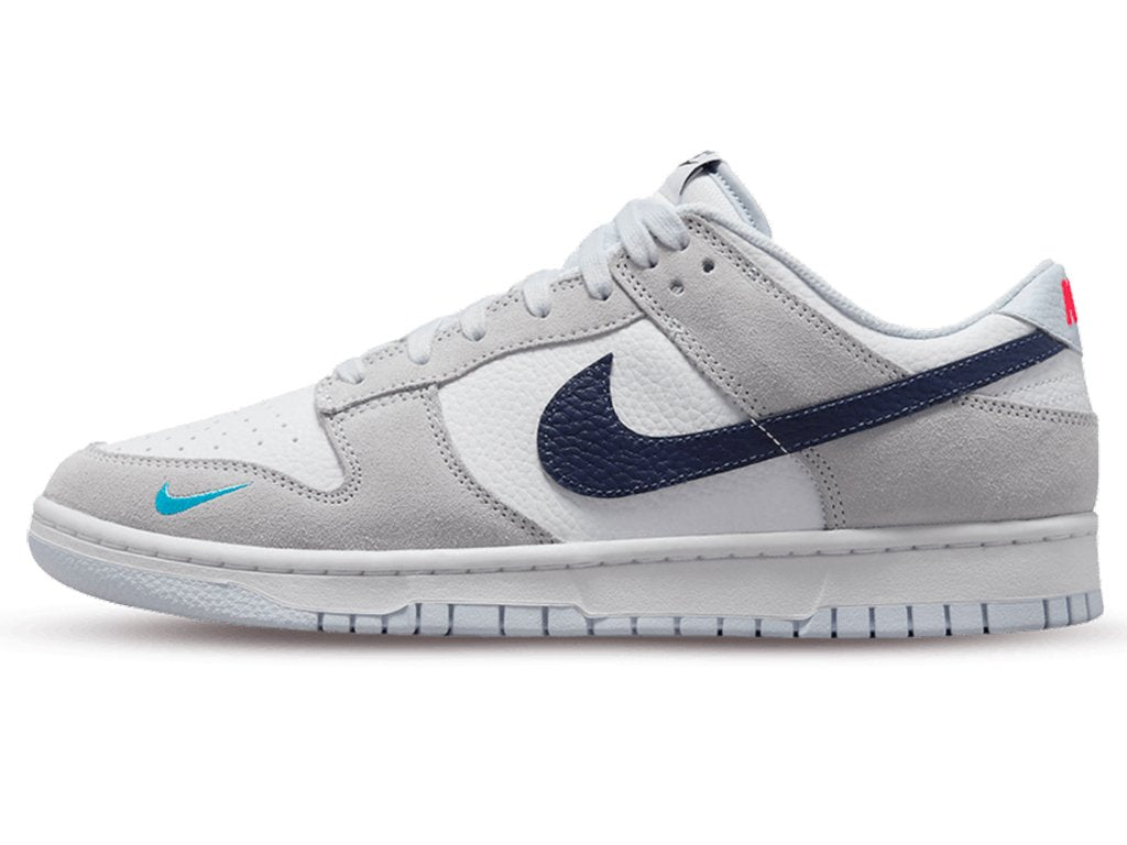 Nike Dunk Low White Grey Navy Aqua Mini Swoosh