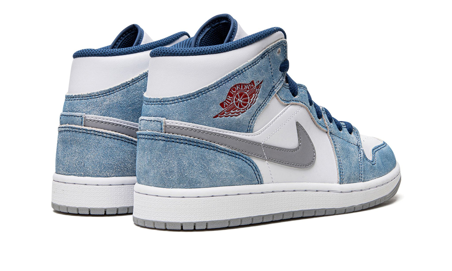 Jordan 1 Mid French Blue Fire Red