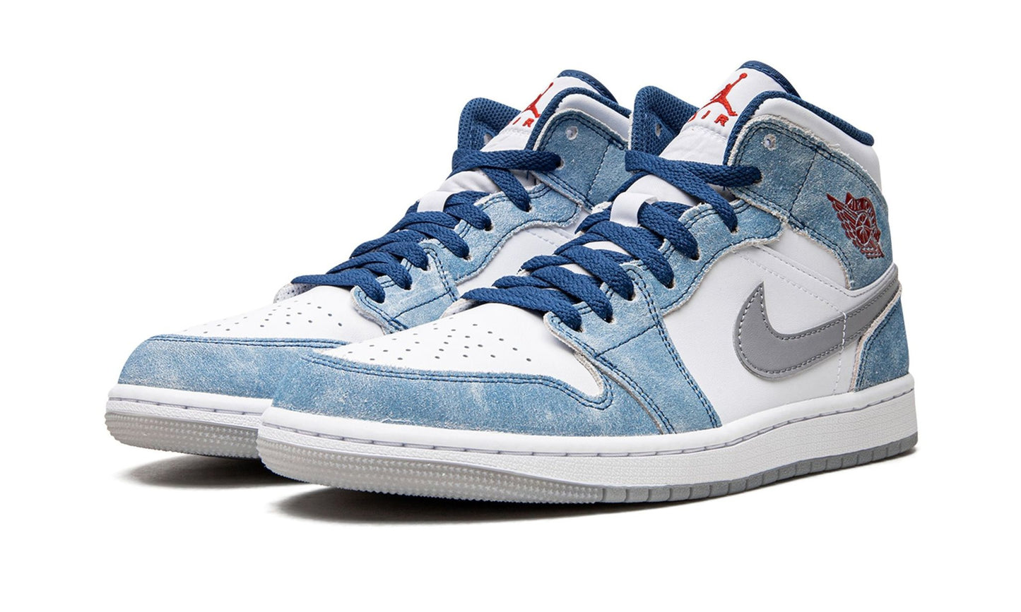 Jordan 1 Mid French Blue Fire Red