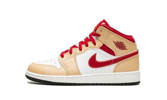 Jordan 1 Mid Light Curry Cardinal (GS)