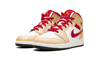 Jordan 1 Mid Light Curry Cardinal (GS)