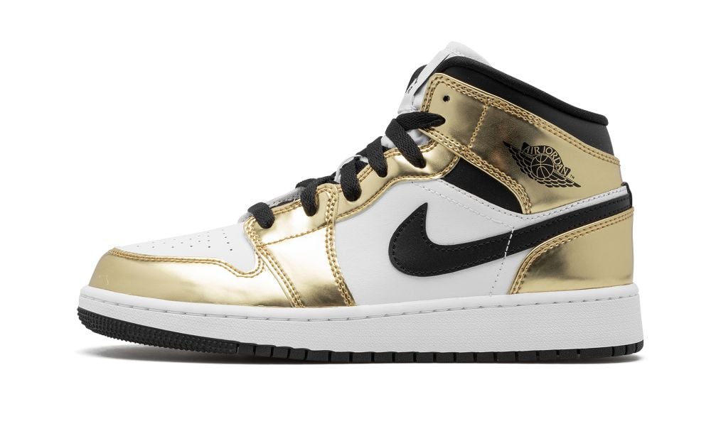 Jordan 1 Mid Metallic Gold Black White (GS)