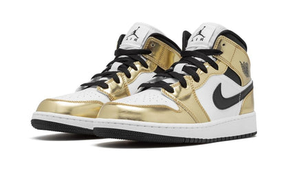 Jordan 1 Mid Metallic Gold Black White (GS)